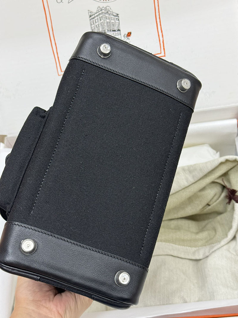 人気色 H品 エルメス バーキン25 カーゴ 黒 ブラック トワルゴエラン×スイフト シルバー金具 2517803 バーキンカーゴ 定価 - 画像 (7)