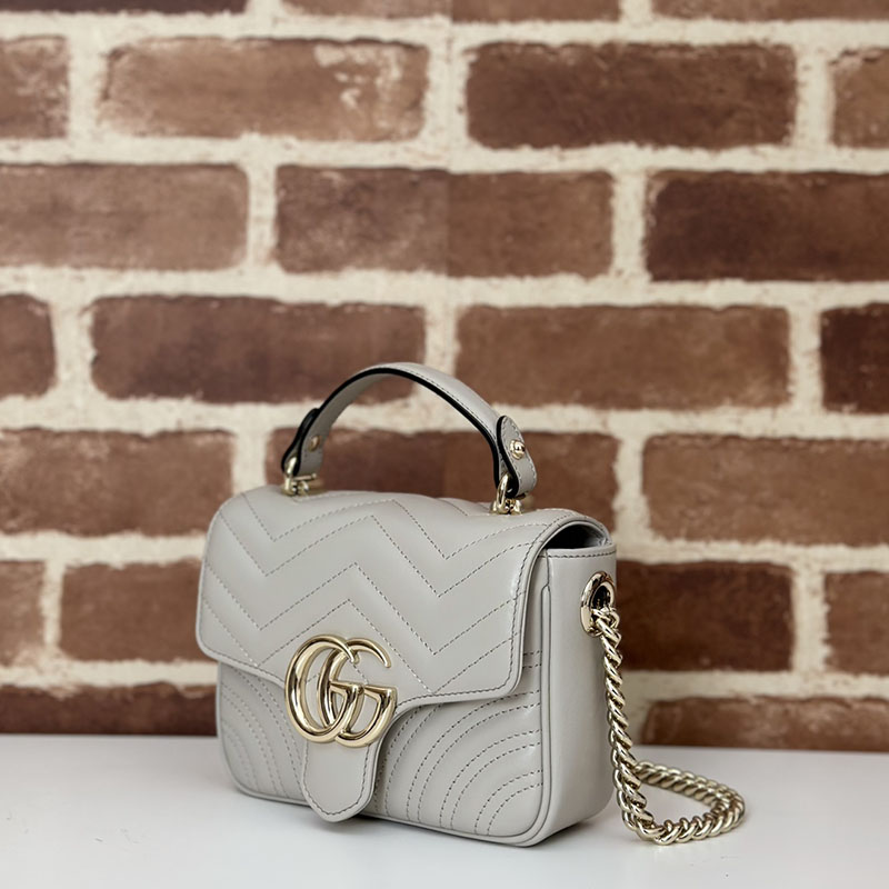 グッチ バッグ 人気 GUCCI GGマーモント ミニ トップハンドルバッグ 811238 AAECK 1712 ライトグレー グッチ ミニバッグ アウトレット - 画像 (9)