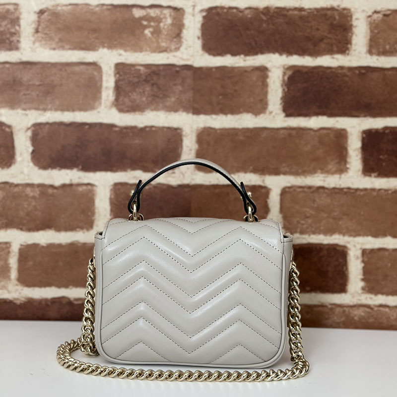 グッチ バッグ 人気 GUCCI GGマーモント ミニ トップハンドルバッグ 811238 AAECK 1712 ライトグレー グッチ ミニバッグ アウトレット - 画像 (8)