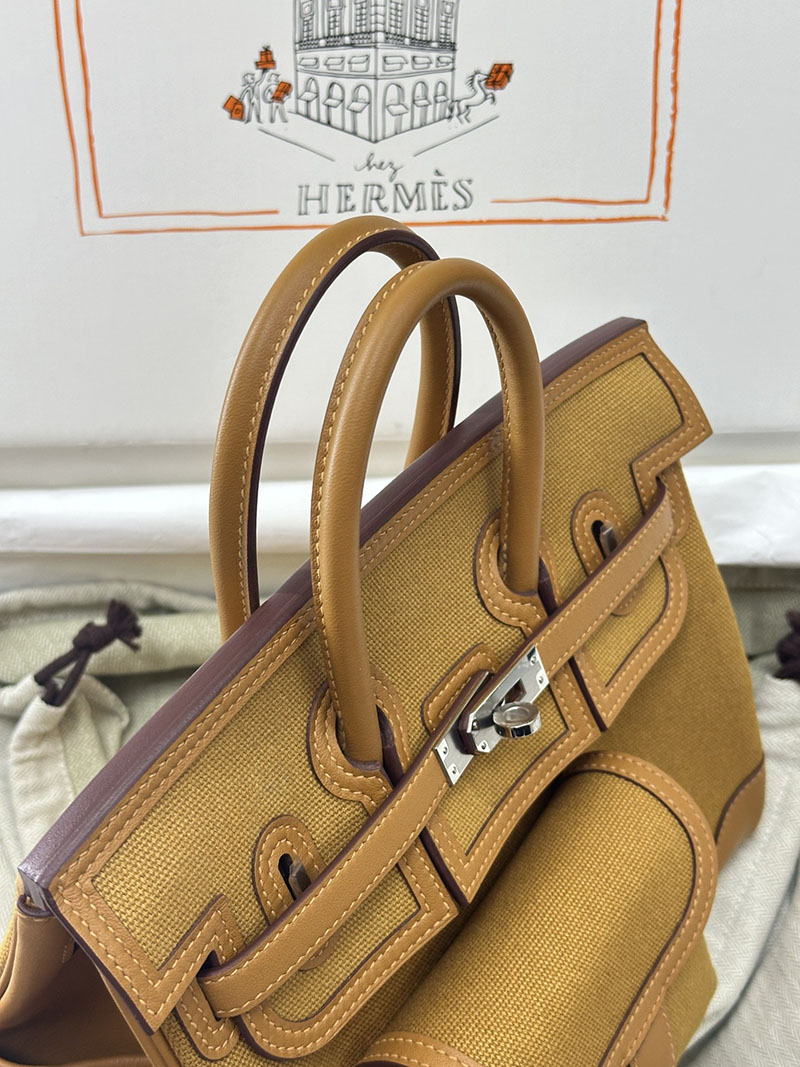 人気色 H品 エルメス バーキン25 カーゴ セサミ トワルゴエラン×スイフト シルバー金具 2517804 バーキンカーゴ 定価 - 画像 (4)