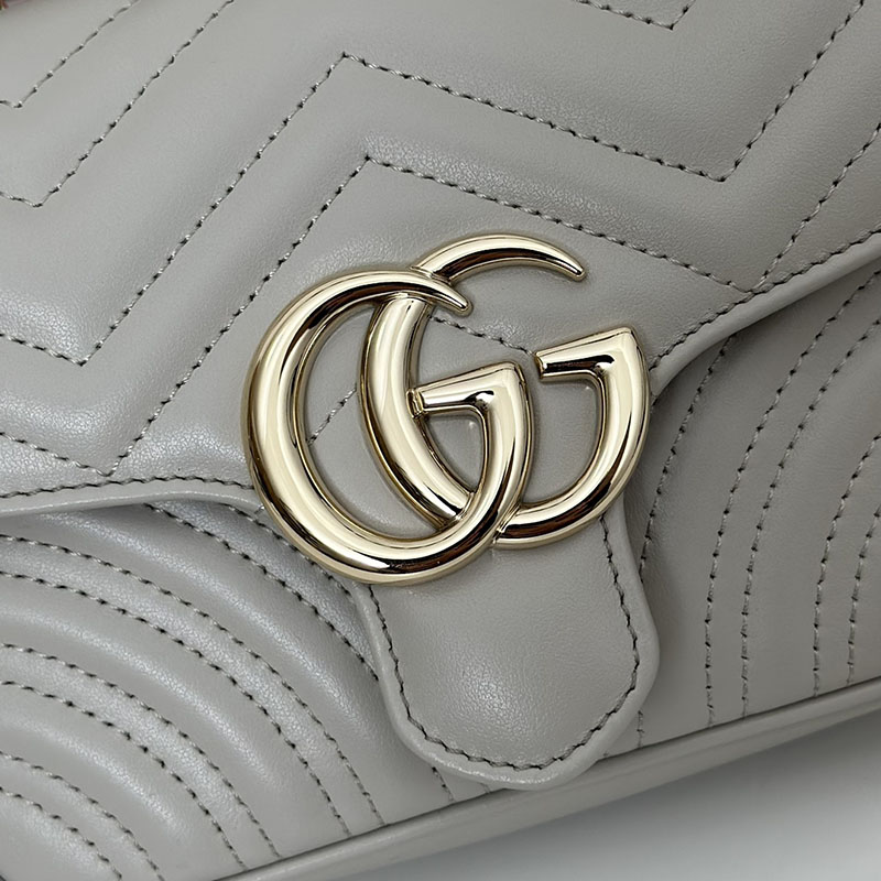 グッチ バッグ 人気 GUCCI GGマーモント ミニ トップハンドルバッグ 811238 AAECK 1712 ライトグレー グッチ ミニバッグ アウトレット - 画像 (5)