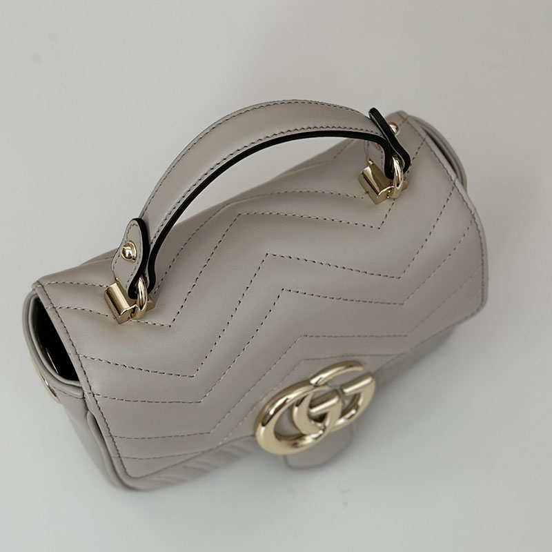 グッチ バッグ 人気 GUCCI GGマーモント ミニ トップハンドルバッグ 811238 AAECK 1712 ライトグレー グッチ ミニバッグ アウトレット - 画像 (4)
