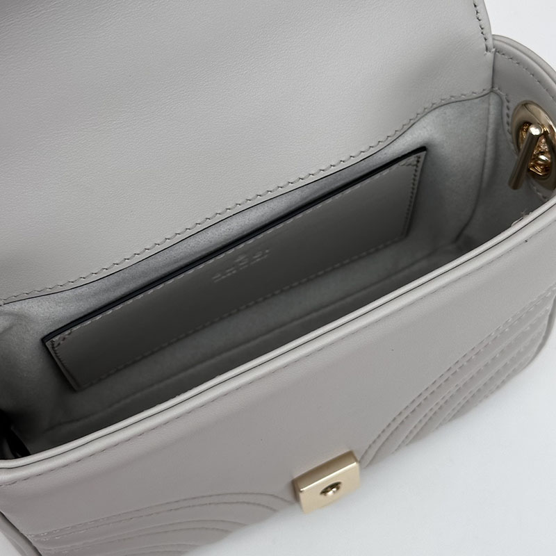 グッチ バッグ 人気 GUCCI GGマーモント ミニ トップハンドルバッグ 811238 AAECK 1712 ライトグレー グッチ ミニバッグ アウトレット - 画像 (2)