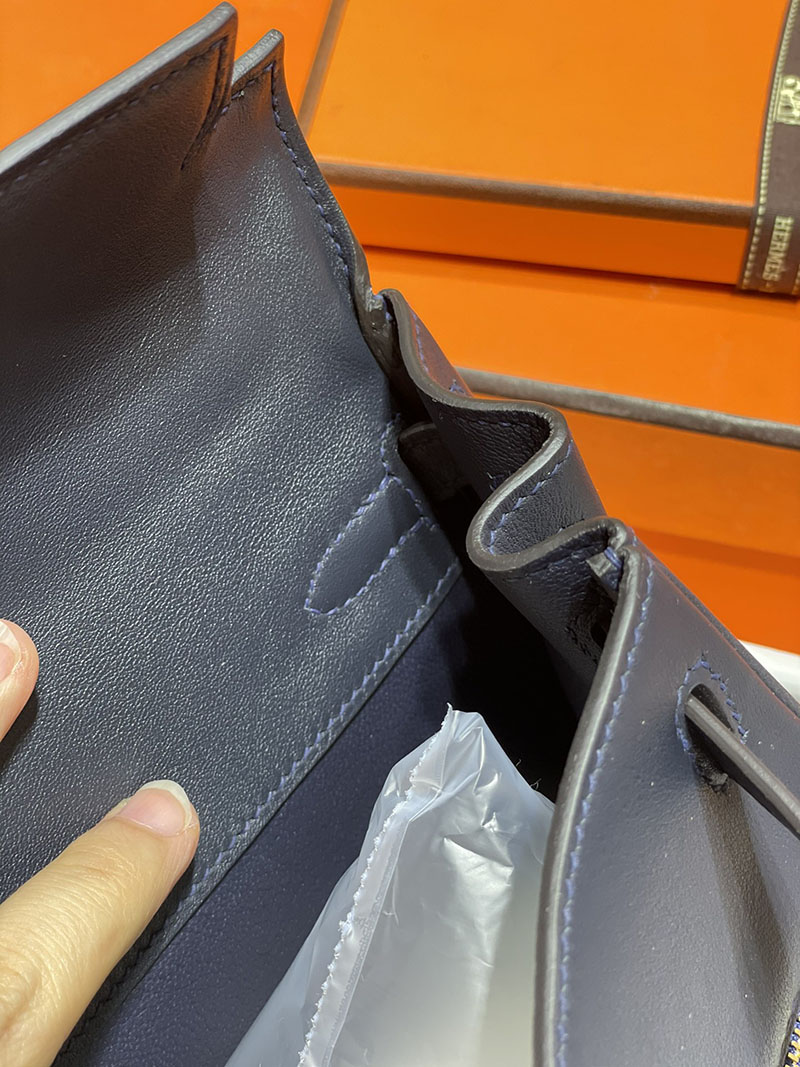 人気色 H品 エルメス ケリー25 カラーマティック クロ×チャイ×ブルー スイフト ゴールド金具 2517805 ケリー カラーマティック 定価 - 画像 (4)