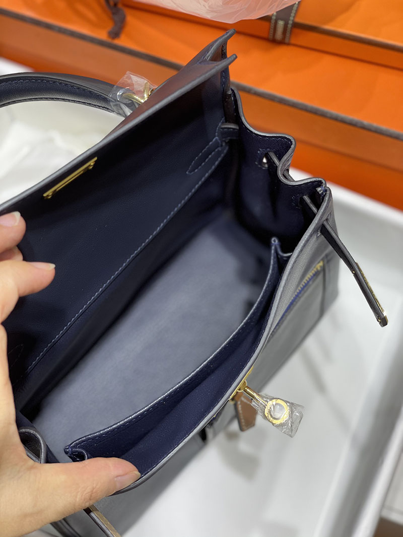 人気色 H品 エルメス ケリー25 カラーマティック クロ×チャイ×ブルー スイフト ゴールド金具 2517805 ケリー カラーマティック 定価 - 画像 (3)
