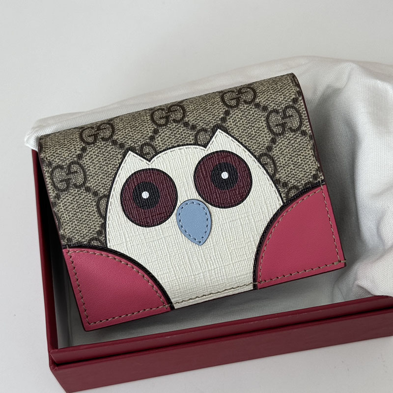 グッチ オウル(ふくろう) ディテール付き GG ミニウォレット 818767 FAEC3 8570 ベージュ&ダークブラウン GUCCI グッチ 財布 二つ折り 使いやすい - 画像 (3)