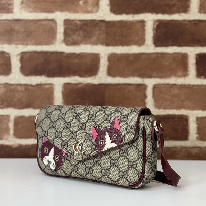 グッチ バッグ 人気 GUCCI キャット ディテール付き GG ミニショルダーバッグ 818764 FAEEP 8574 ベージュ&ダークブラウン ミニショルダーバッグ レディース 人気 - 画像 (6)
