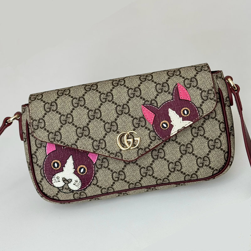 グッチ バッグ 人気 GUCCI キャット ディテール付き GG ミニショルダーバッグ 818764 FAEEP 8574 ベージュ&ダークブラウン ミニショルダーバッグ レディース 人気 - 画像 (3)