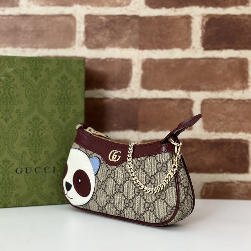 グッチ バッグ 人気 GUCCI パンダ ディテール GG ミニバッグ 818763 FAEEO 8575 ベージュ&ダークブラウン 大人 可愛い ミニバッグ - 画像 (6)