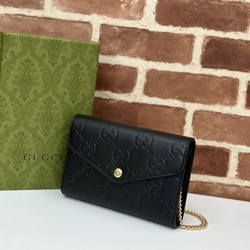 グッチ バッグ 人気 GUCCI GG CHAIN WALLET 781555 AADLO 1000 ブラック ウォレットショルダー 使い勝手 - 画像 (6)