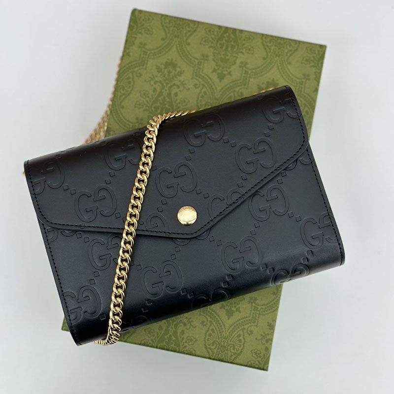 グッチ バッグ 人気 GUCCI GG CHAIN WALLET 781555 AADLO 1000 ブラック ウォレットショルダー 使い勝手 - 画像 (4)