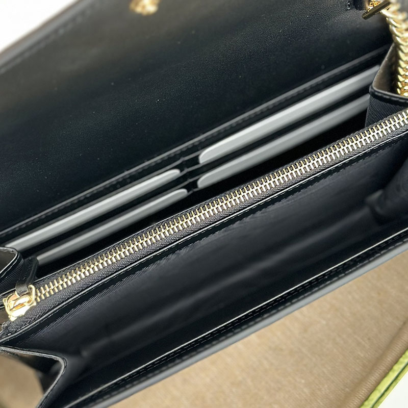 グッチ バッグ 人気 GUCCI GG CHAIN WALLET 781555 AADLO 1000 ブラック ウォレットショルダー 使い勝手 - 画像 (2)