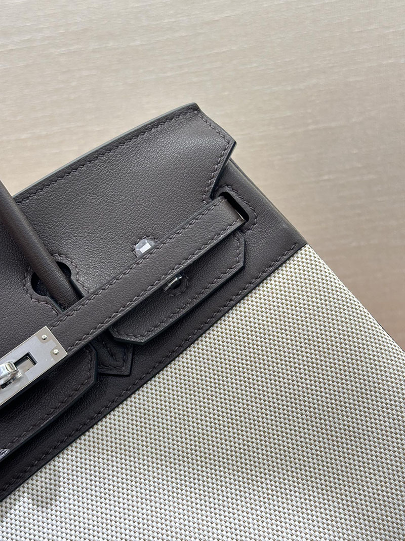 人気色 H品 エルメス バーキン25 エベンヌ トワルアッシュ×スイフト シルバー金具 2517832 ブランド 並行輸入 激安 - 画像 (2)