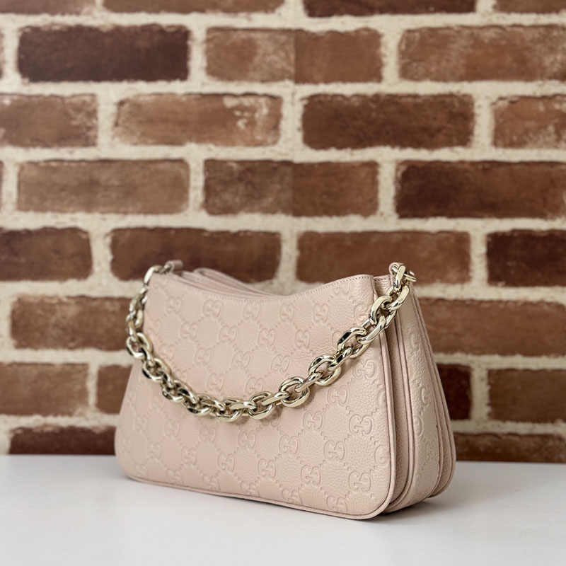 グッチ バッグ 人気 GUCCI GG EMBLEM SMALL SHOULDER BAG 815263 AAEEM 6802 ライトピンク グッチ ショルダーバッグ人気 - 画像 (4)