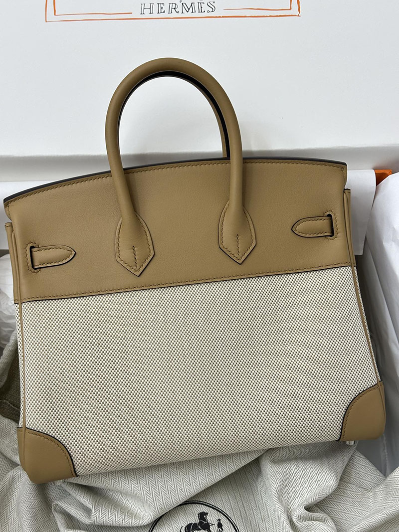 人気色 H品 エルメス バーキン25 チャイ トワルアッシュ×スイフト シルバー金具 2517842 エルメス ハンドバッグ 種類 - 画像 (9)