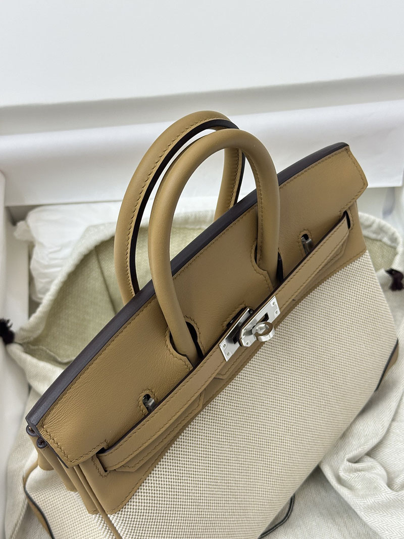 人気色 H品 エルメス バーキン25 チャイ トワルアッシュ×スイフト シルバー金具 2517842 エルメス ハンドバッグ 種類 - 画像 (7)