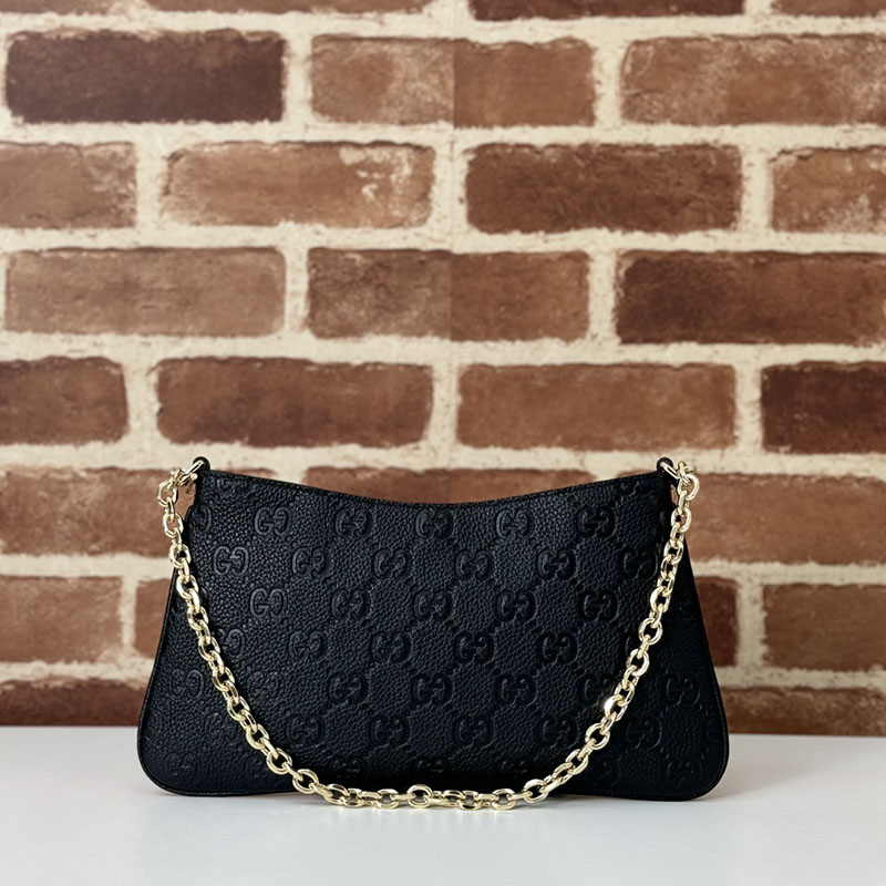 グッチ バッグ 人気 GUCCI GGエンブレム ミディアム ショルダーバッグ 815277 AAEEM 1000 ブラック ショルダーポーチ レディース 人気 - 画像 (5)