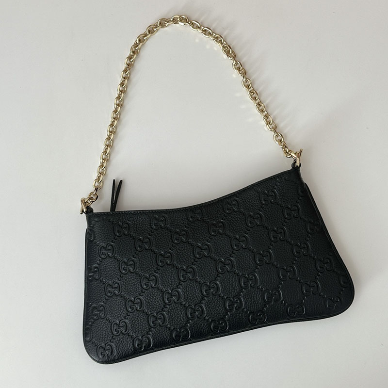 グッチ バッグ 人気 GUCCI GGエンブレム ミディアム ショルダーバッグ 815277 AAEEM 1000 ブラック ショルダーポーチ レディース 人気 - 画像 (4)
