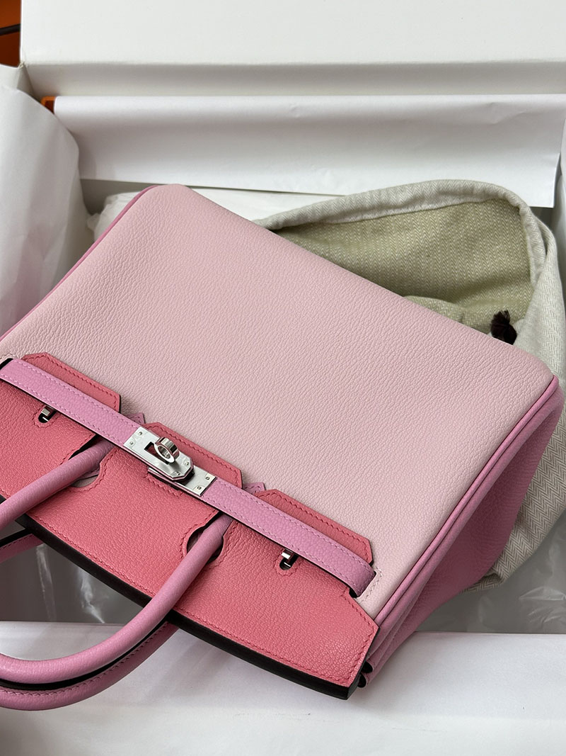 人気色 H品 エルメス バーキン25 パーソナル ローズサクラ/ピンク/ローズコンフェッティ シェブルミゾル シルバー金具 2517843 エルメス 一番安いバッグ - 画像 (7)