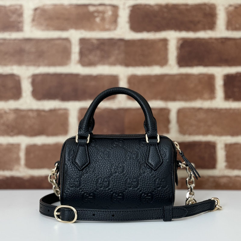 グッチ バッグ 人気 GUCCI GGエンブレム スーパーミニ トップハンドルバッグ 815256 AAEEM 1000 ブラック グッチ ボストンバッグ ミニ - 画像 (5)
