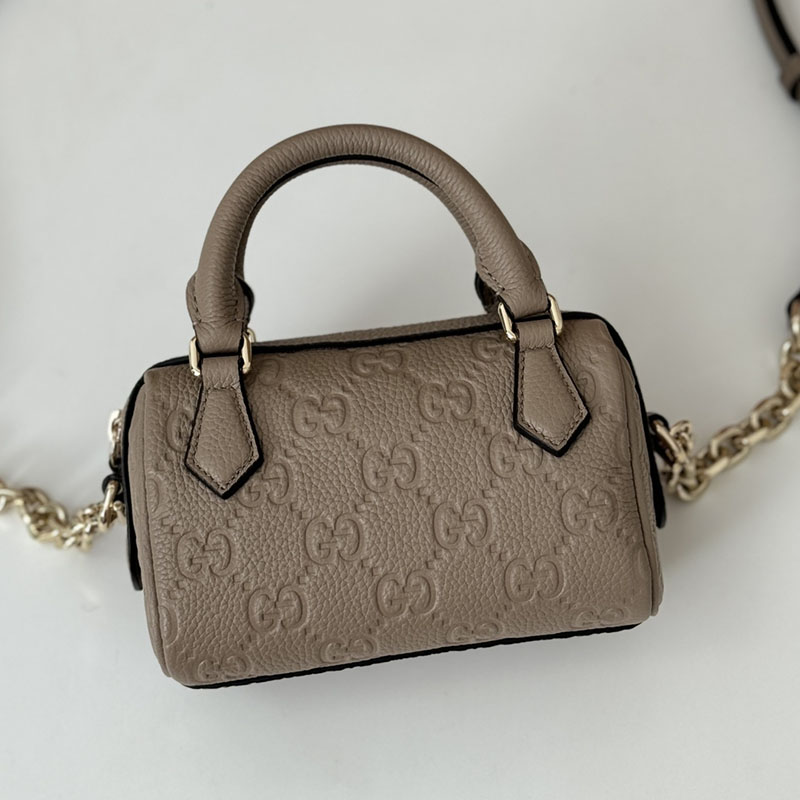 グッチ バッグ 人気 GUCCI GGエンブレム スモール トップハンドルバッグ 815255 AAEEM 1523 トープ グッチ ミニボストン ヴィンテージ - 画像 (3)