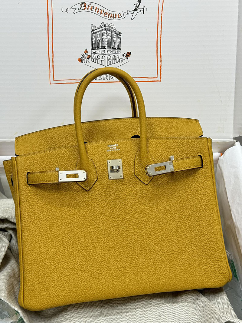 人気色 H品 エルメス バーキン25 ジョーヌアンブル トゴ シルバー金具 2517855 エルメス バッグ 安い - 画像 (5)