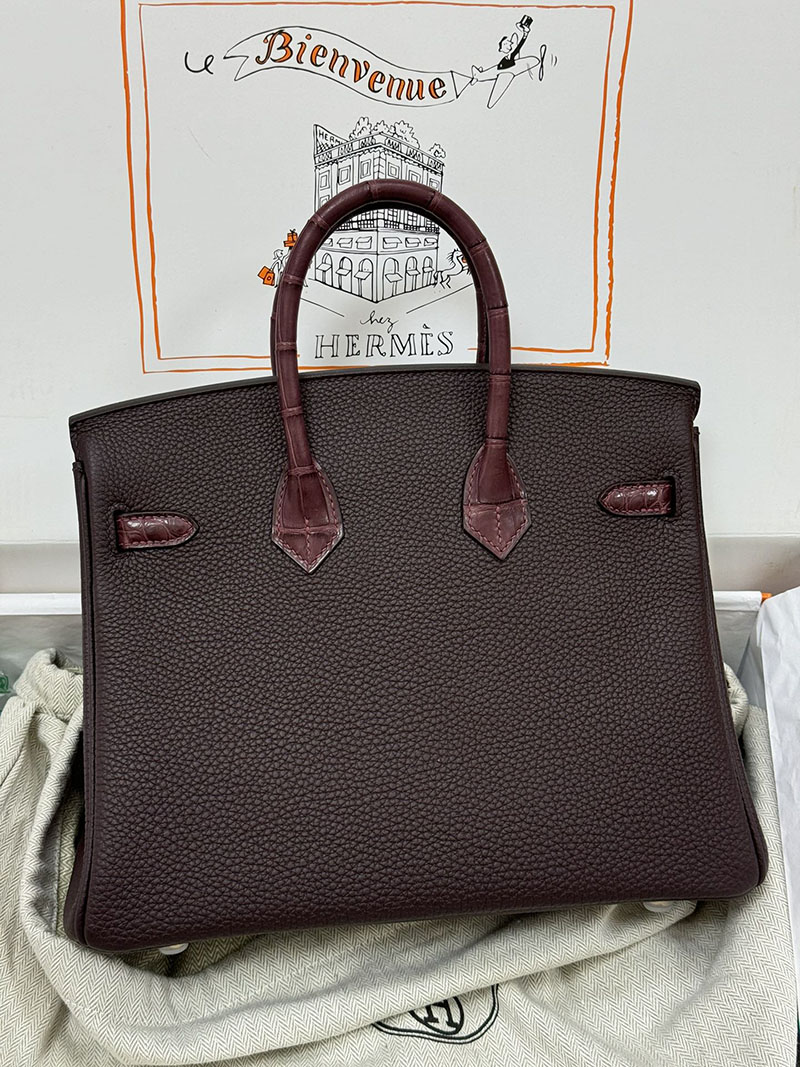 人気色 H品 エルメス バーキン25 タッチ ルージュセリエ トゴ/クロコダイル ニロティカスマット ゴールド金具 2517856 バーキンタッチ25 値段 - 画像 (10)