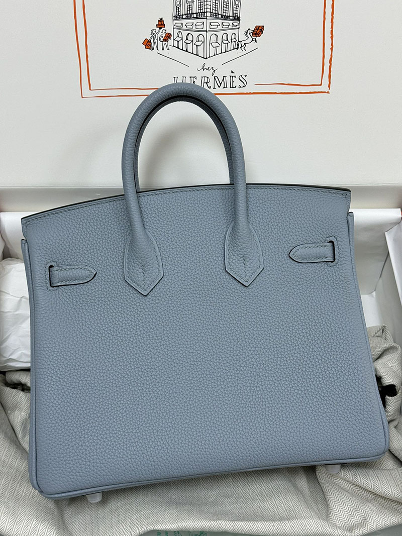 人気色 H品 エルメス バーキン25 ヴェルソ ブルーラン/ベージュドゥワイマール トゴ シルバー金具 2517860 バーキン ヴェルソ 定価 - 画像 (10)