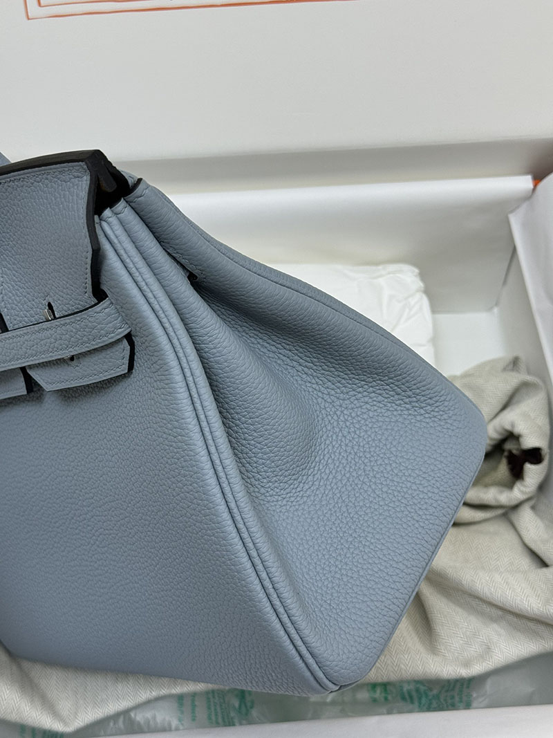 人気色 H品 エルメス バーキン25 ヴェルソ ブルーラン/ベージュドゥワイマール トゴ シルバー金具 2517860 バーキン ヴェルソ 定価 - 画像 (9)