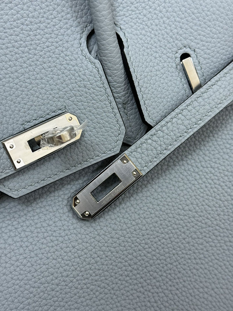 人気色 H品 エルメス バーキン25 ヴェルソ ブルーラン/ベージュドゥワイマール トゴ シルバー金具 2517860 バーキン ヴェルソ 定価 - 画像 (5)