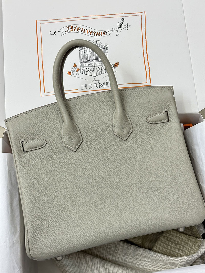 人気色 H品 エルメス バーキン25 パールグレー トゴ シルバー金具 2517862 エルメスバーキン風バッグ - 画像 (8)