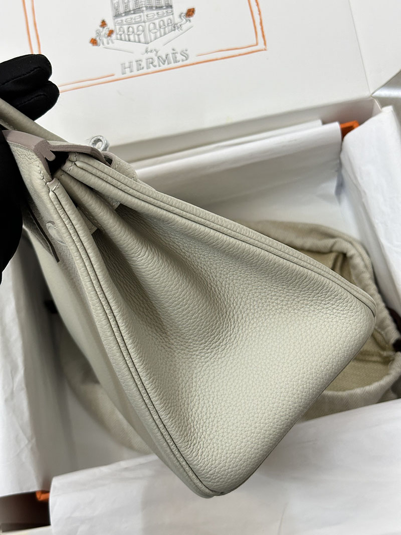 人気色 H品 エルメス バーキン25 パールグレー トゴ シルバー金具 2517862 エルメスバーキン風バッグ - 画像 (7)