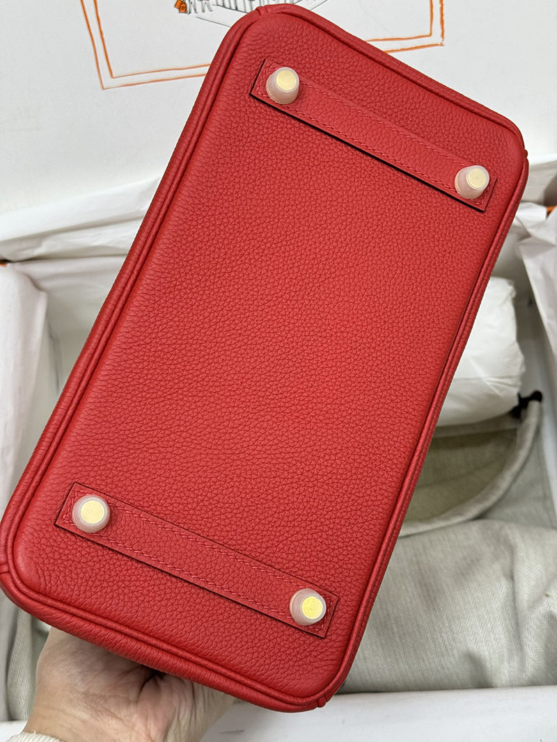 人気色 H品 エルメス バーキン25 タッチ ルージュカザック トゴ/クロコダイル ニロティカスマット ゴールド金具 2517864 エルメスバーキン風バッグ - 画像 (6)