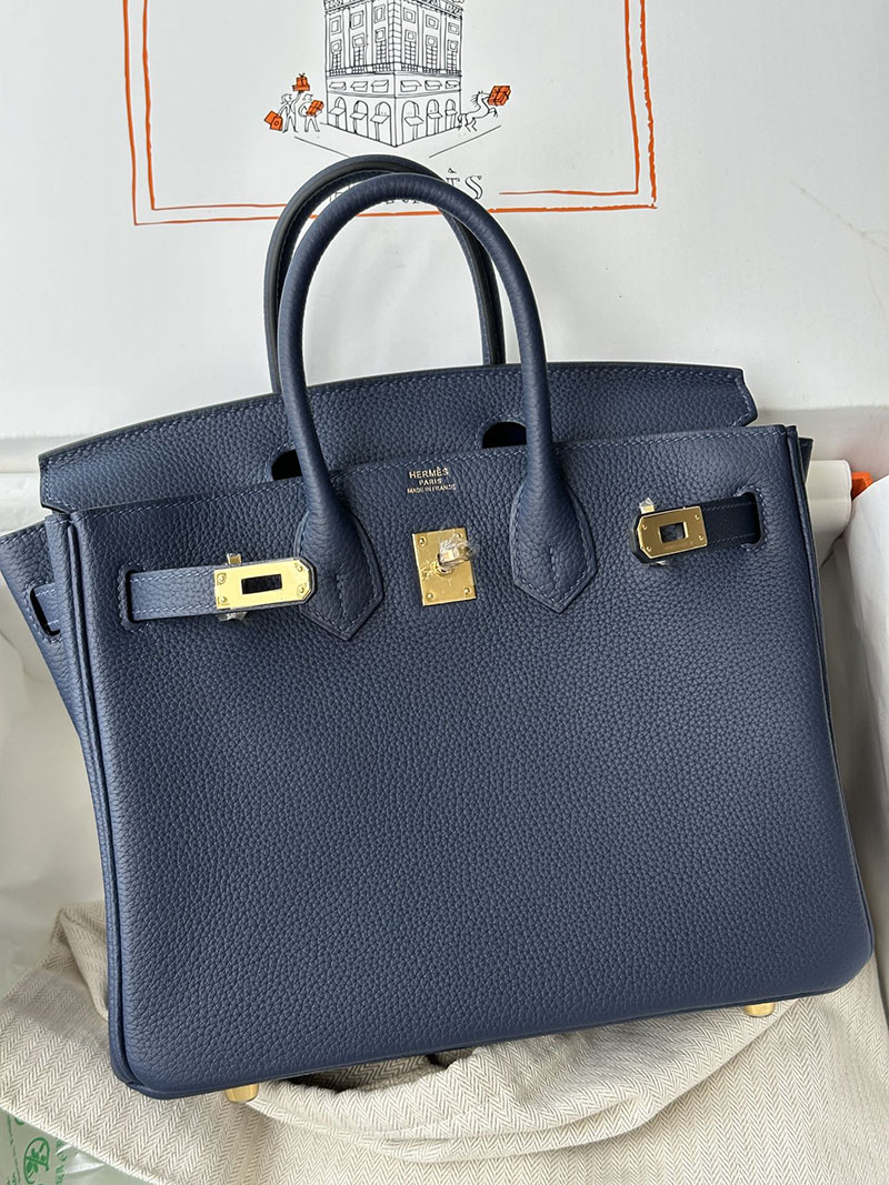 人気色 H品 エルメス バーキン25 ブルーサフィール トゴ ゴールド金具 2517872 バーキン 人気のサイズ - 画像 (5)