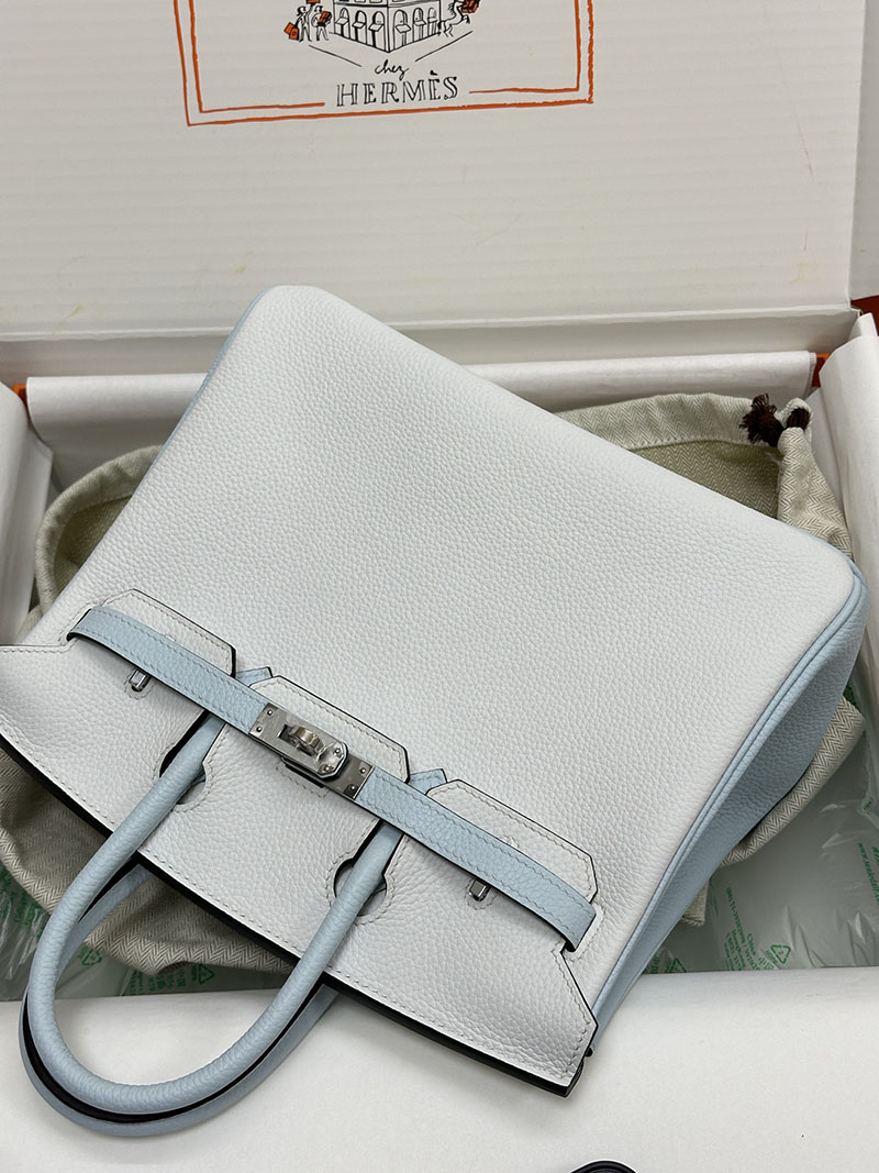 人気色 H品 エルメス バーキン25 パーソナル アズール/白 ホワイト トゴ シルバー金具 2517876 バーキン 人気カラー - 画像 (9)