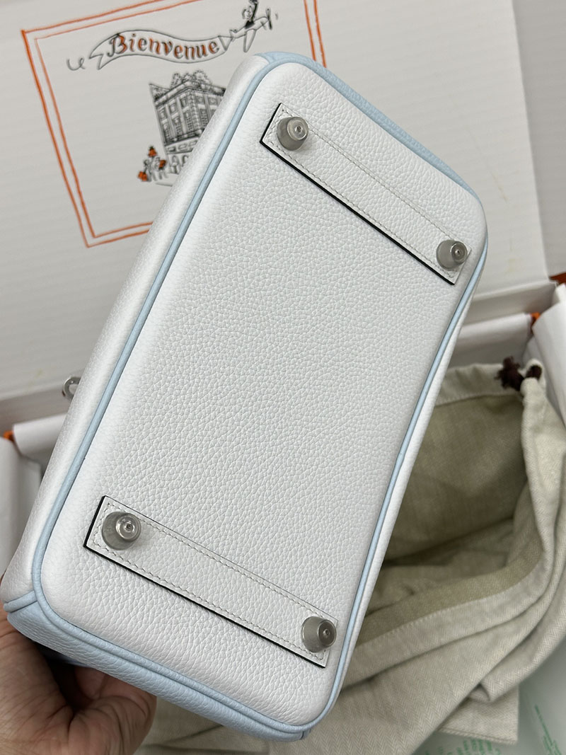 人気色 H品 エルメス バーキン25 パーソナル アズール/白 ホワイト トゴ シルバー金具 2517876 バーキン 人気カラー - 画像 (6)