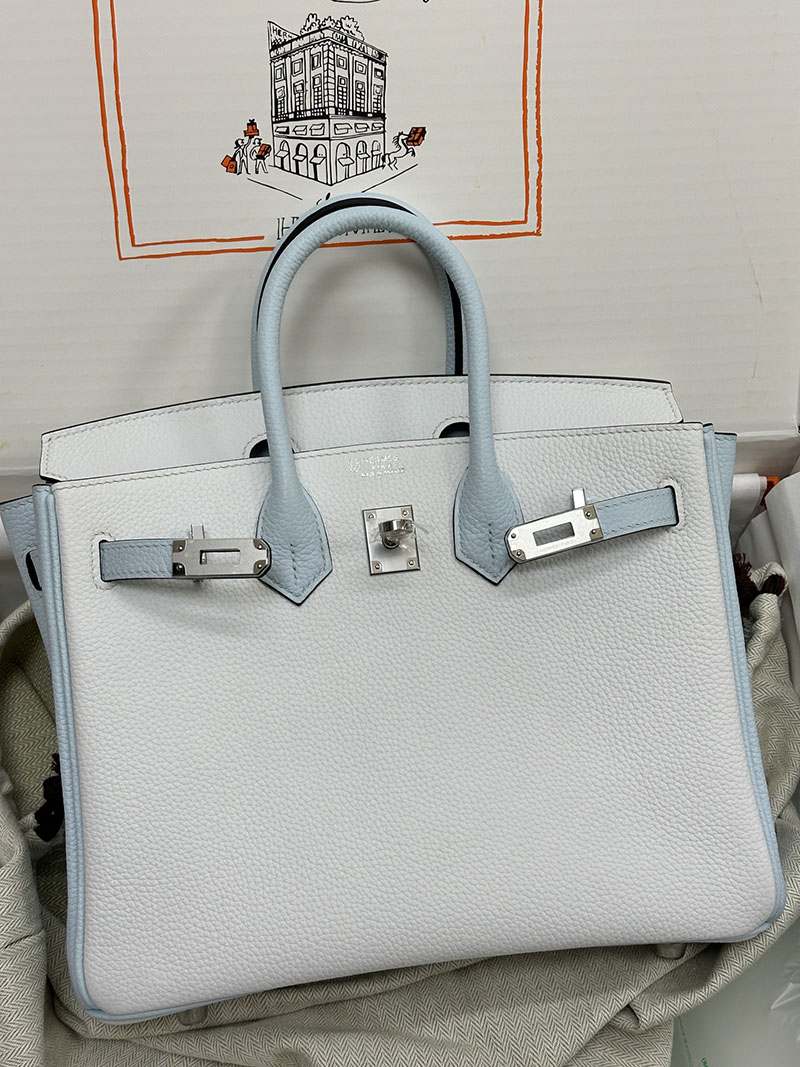 人気色 H品 エルメス バーキン25 パーソナル アズール/白 ホワイト トゴ シルバー金具 2517876 バーキン 人気カラー - 画像 (4)