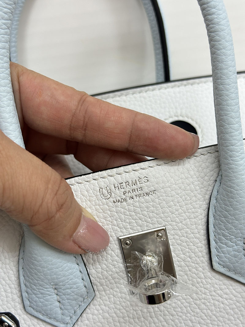 人気色 H品 エルメス バーキン25 パーソナル アズール/白 ホワイト トゴ シルバー金具 2517876 バーキン 人気カラー - 画像 (3)