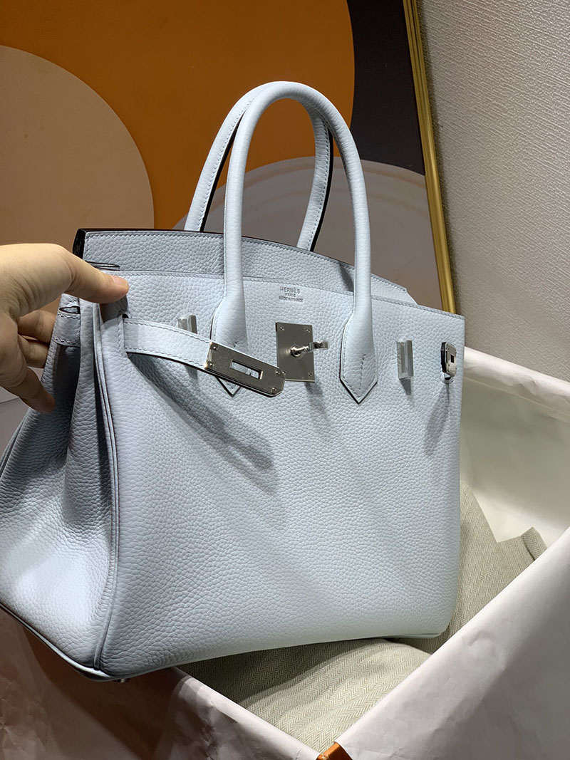 人気色 H品 エルメス バーキン25 アズール トゴ シルバー金具 2517877 バーキン25 トゴ 定価 - 画像 (7)