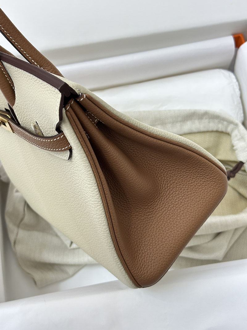 人気色 H品 エルメス バーキン25 パーソナル クレ/ゴールド トゴ ゴールド金具 2517880 バーキン ゴールド 25 定価 - 画像 (8)