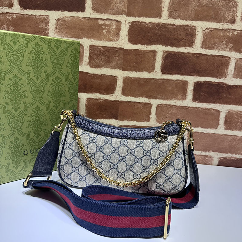 グッチ バッグ 人気 GUCCI オフィディア スモール ショルダーバッグ 735132 96IWN 4076 ベージュ&ブルー グッチ ショルダーバッグ 小さめ - 画像 (8)