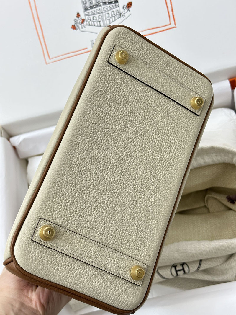 人気色 H品 エルメス バーキン25 パーソナル クレ/ゴールド トゴ ゴールド金具 2517880 バーキン ゴールド 25 定価 - 画像 (5)