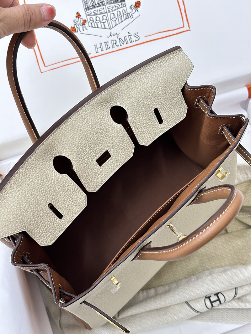人気色 H品 エルメス バーキン25 パーソナル クレ/ゴールド トゴ ゴールド金具 2517880 バーキン ゴールド 25 定価 - 画像 (3)