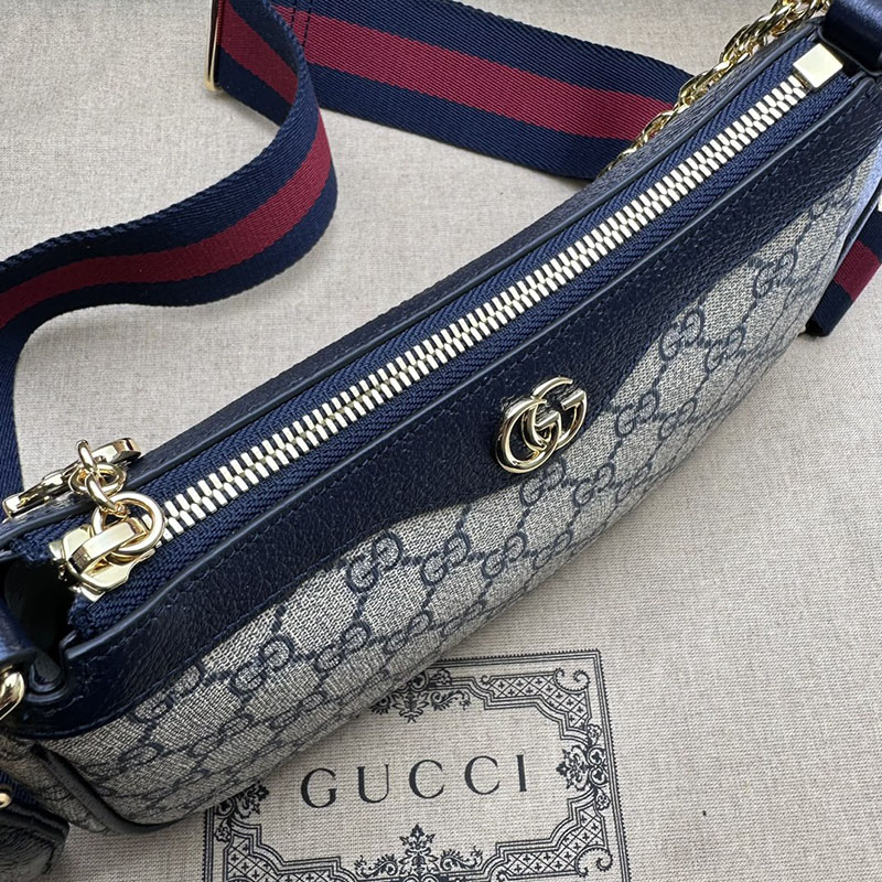 グッチ バッグ 人気 GUCCI オフィディア スモール ショルダーバッグ 735132 96IWN 4076 ベージュ&ブルー グッチ ショルダーバッグ 小さめ - 画像 (3)