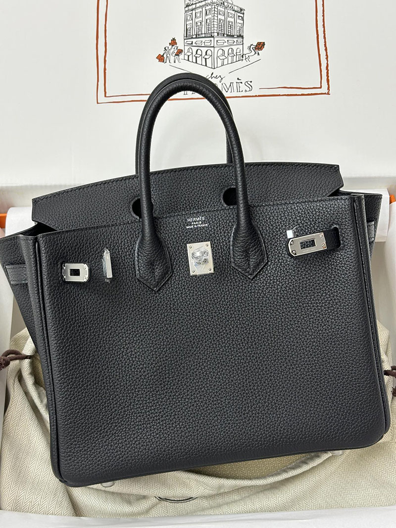 人気色 H品 エルメス バーキン25 黒 ブラック トゴ シルバー金具 2517885 バーキン25 黒 定価 - 画像 (4)