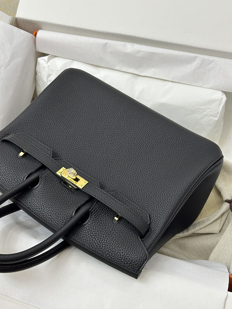 人気色 H品 エルメス バーキン25 黒 ブラック トゴ ゴールド金具 2517886 バーキン25 黒 ゴールド金具 - 画像 (6)
