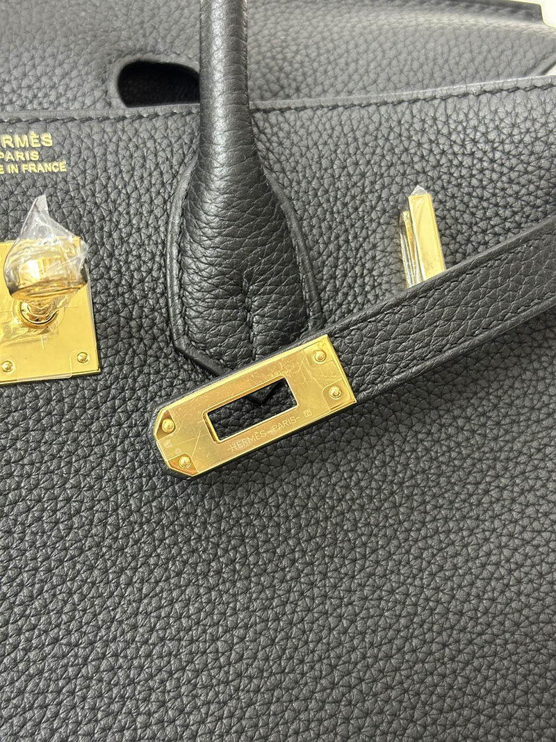 人気色 H品 エルメス バーキン25 黒 ブラック トゴ ゴールド金具 2517886 バーキン25 黒 ゴールド金具 - 画像 (3)