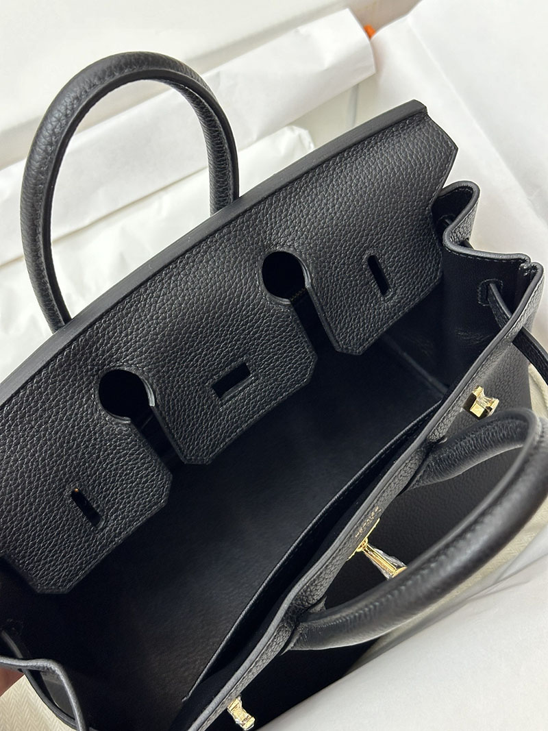 人気色 H品 エルメス バーキン25 黒 ブラック トゴ ゴールド金具 2517886 バーキン25 黒 ゴールド金具 - 画像 (2)