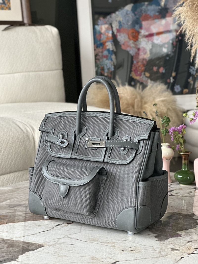 並行輸入品 エルメス バーキン25 カーゴ グリミスティ トワルゴエラン×スイフト シルバー金具 2517923 バーキンカーゴ 定価 - 画像 (8)