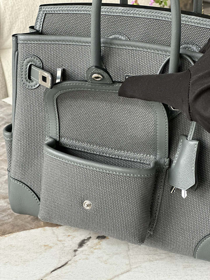並行輸入品 エルメス バーキン25 カーゴ グリミスティ トワルゴエラン×スイフト シルバー金具 2517923 バーキンカーゴ 定価 - 画像 (5)